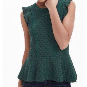 Banana Republic Lace Emerald Peplum Top